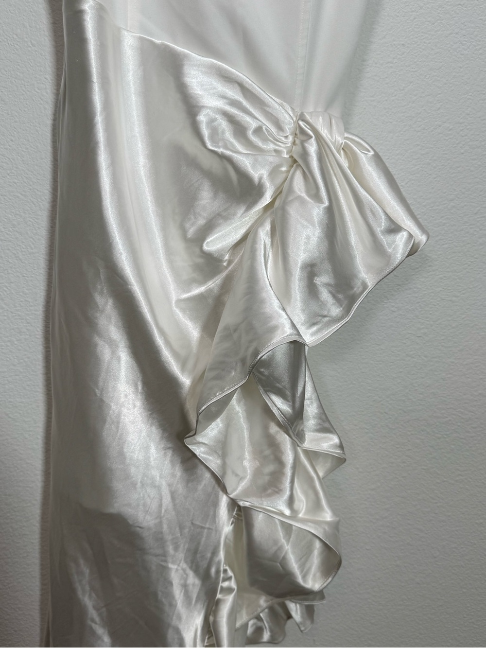 Mable Siobhan White Satin Side Ruffle Maxi Dress Bridalcore Wedding Guest Formal - Picture 3 of 10